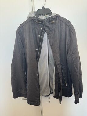 Armani Collezioni Men's Black Hooded Windbreaker Jacket size IT 54